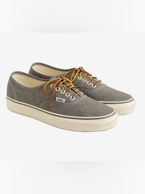 Vans for J.Crew Washed Grey Canvas Authentic Skate Sneakers Size 10.5